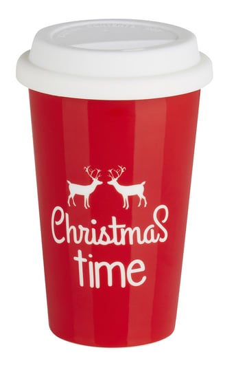 Christmas Time, Kubek termiczny, renifer, czerwono-biały, 280 ml Empik