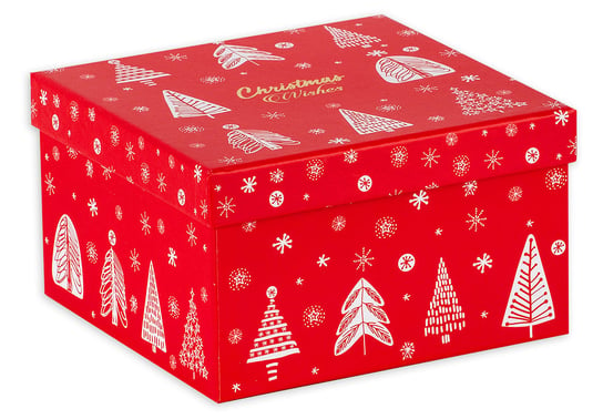 Christmas Wishes, Pudełko prezentowe, czerwone, choinki, L Empik