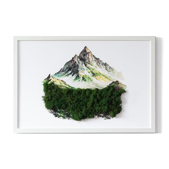 Chrobotek w Ramie MDF - Szczyt góry nad lasem - 60x40 cm Tulup