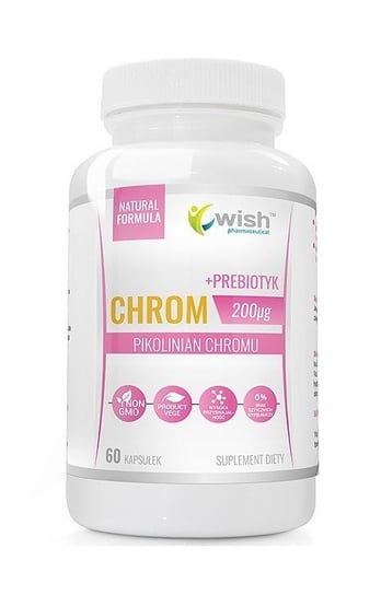 Chrom (Pikolinian Chromu) 200 µg + Prebiotyk, Suplement diety, 60 kaps. vege, Wish Wish