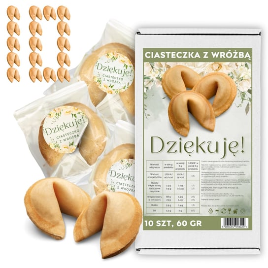 Ciasteczka z wróżbą dla gości Dziękuję Chińskie Ciasteczka Szczęścia 10 szt Magia Ciast