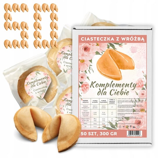 Ciasteczka z Wróżbą dla gości Komplementy dla Ciebie Ciastko Szczęścia 50 Magia Ciast
