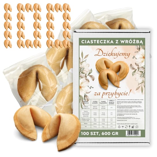 Ciasteczka z Wróżbą Dziękujemy za Przybycie Ciastko Przeznaczenia 100 sztuk Magia Ciast