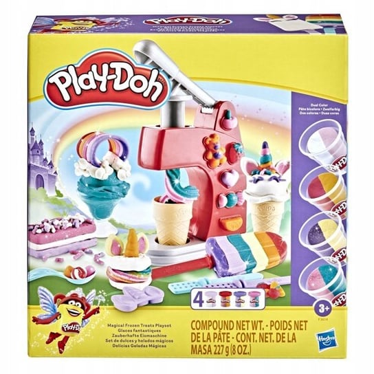 Ciastolina PLAY-DOH MAGICZNA LODZIARNIA TĘCZOWE LODY UNICORN 4 tub 8 kolory ZDTRADING