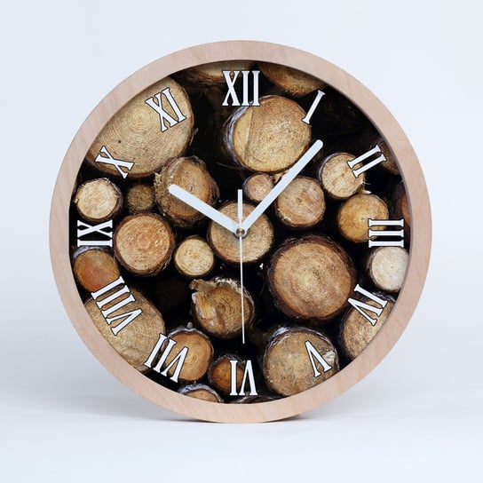 Cichy drewno zegar na ścianę kłody drewna fi 30 cm, Tulup Tulup