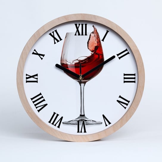 Cichy ścienny drewno zegar czerwone wino fi 30 cm, Tulup Tulup