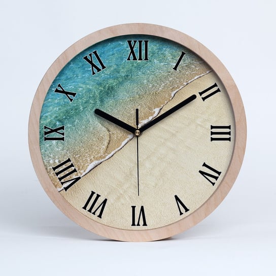 Cichy ścienny drewno zegar fala na plaży fi 30 cm, Tulup Tulup