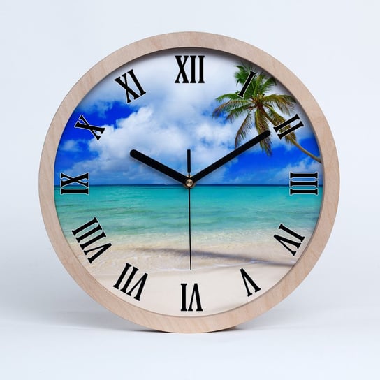 Cichy ścienny drewno zegar Karaiby plaża fi 30 cm, Tulup Tulup
