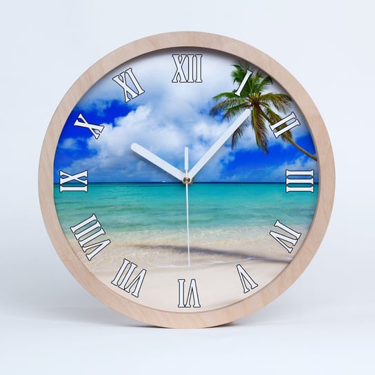 Cichy ścienny drewno zegar karaiby plaża fi 30 cm, Tulup Tulup