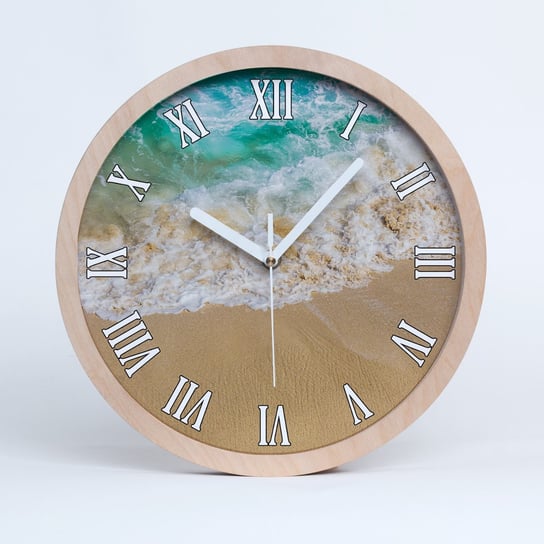 Cichy ścienny drewno zegar plaża i morze fi 30 cm, Tulup Tulup