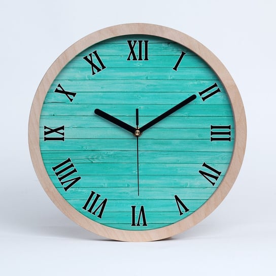 Cichy ścienny drewno zegar zielone deski fi 30 cm, Tulup Tulup