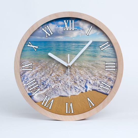 Cichy zegar drewno na ścianę hawajska plaża fi 30, Tulup Tulup