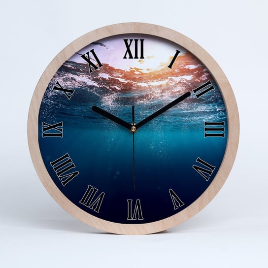 Cichy zegar drewno na ścianę podwodny świat fi 30, Tulup Tulup