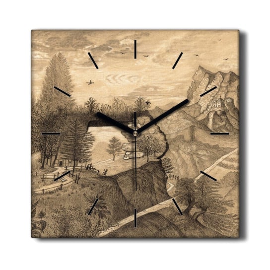 Cichy zegar na płótnie Las drzewa rysunek 30x30 cm, Coloray Coloray
