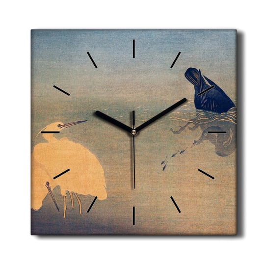 Cichy zegar na płótnie Zwierzęta ptaki woda 30x30, Coloray Coloray