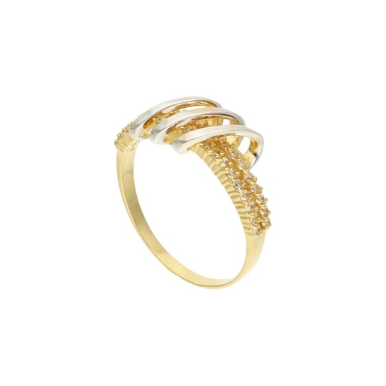 Ciekawy złoty pierścionek z cyrkoniami 585 14k Rosanto