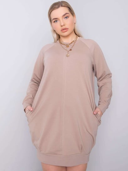 Ciemnobeżowa sukienka plus size Ariadne-2XL Basic Feel Good