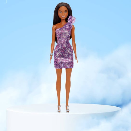Ciemnoskóra lalka Barbie w eleganckiej sukience Mattel