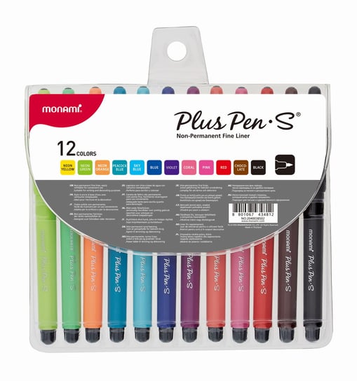 Cienkopis Plus Pen S 0.4 mm - zestaw  12 kolorów Monami