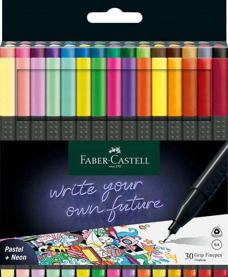 Cienkopisy Faber-Castell Grip, neon i pastel, 30 kolorów Faber-Castell