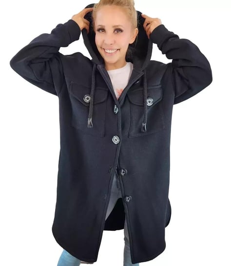 Ciepła długa bluza kurtka koszulowa bawełna -XL Agrafka