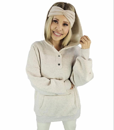 Ciepła gładka bluza oversize kaptur JANET Agrafka