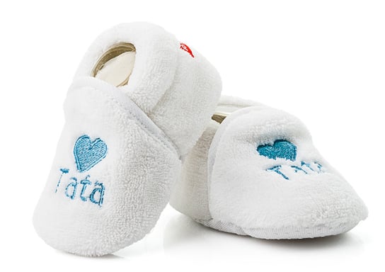 Ciepłe białe buciki niemowlęce z haftem 0-6 m. ATTRACTIVE