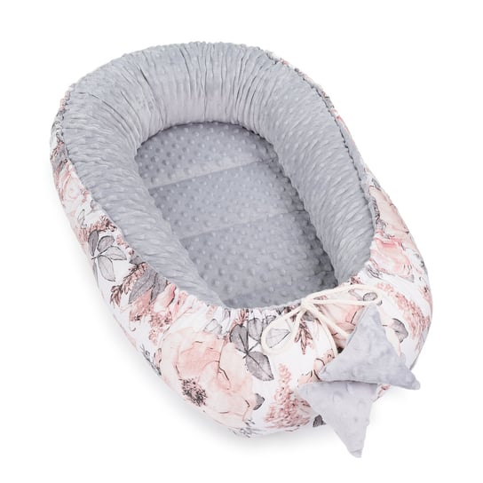 Ciepłe gniazdko niemowlęce 90x50 cm - przytulaśne gniazdko dla noworodka kokon zimowy/jesienny róża Amazinggirl