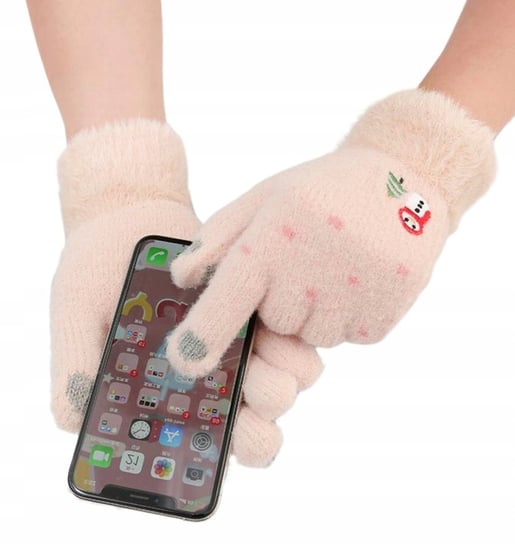 Ciepłe Rękawiczki Damskie Dotykowe do Telefonu zimowe haftowane ocieplane Edibazzar