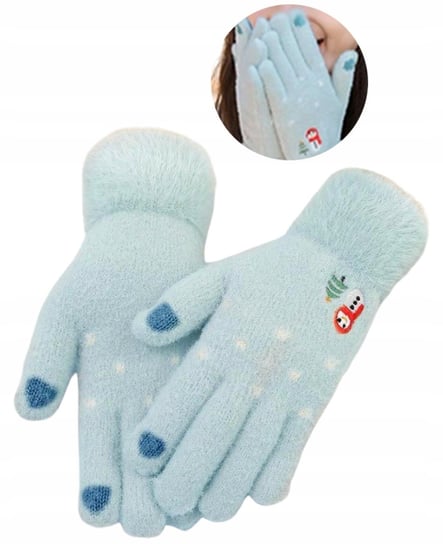 Ciepłe Rękawiczki haftowane Damskie ocieplane Dotykowe do Telefonu zimowe Edibazzar