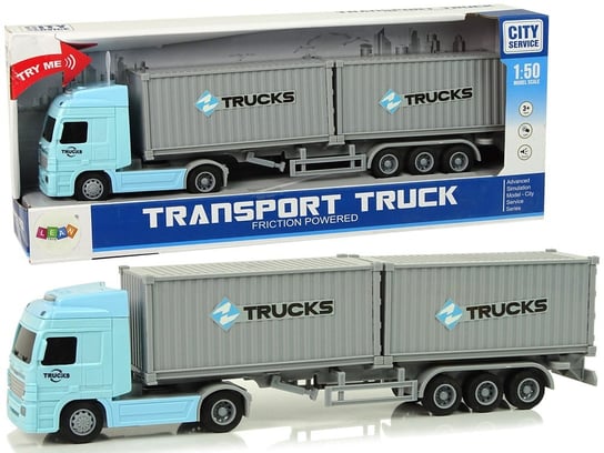 Ciężarówka Niebieska Napęd Frykcyjny Dwa Kontenery 1:50 Światła Dźwięki Lean Toys