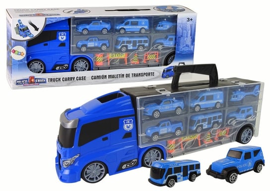 Ciężarówka Policji Laweta Auta Niebieska Zestaw Lean Toys
