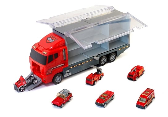 Ciężarówka TIR transporter + auta straż pożarna ikonka