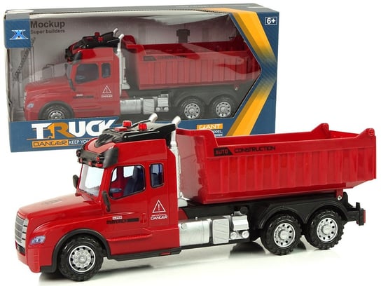 Ciężarówka Wywrotka Czerwona Napęd Frykcyjny Światła Dźwięki Lean Toys