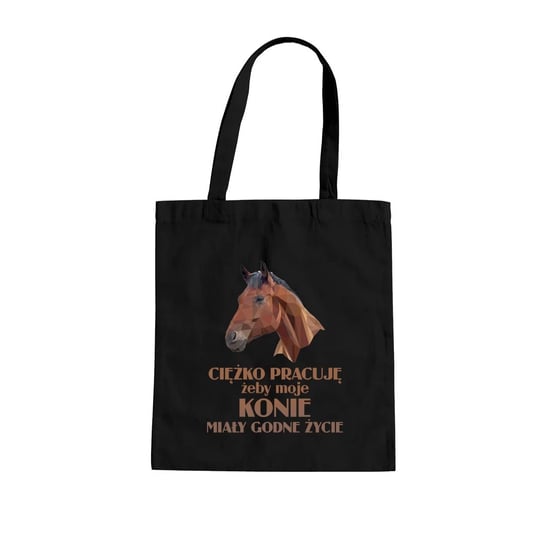 Ciężko pracuję, żeby moje konie miały godne życie – torba z koniami na prezent Koszulkowy