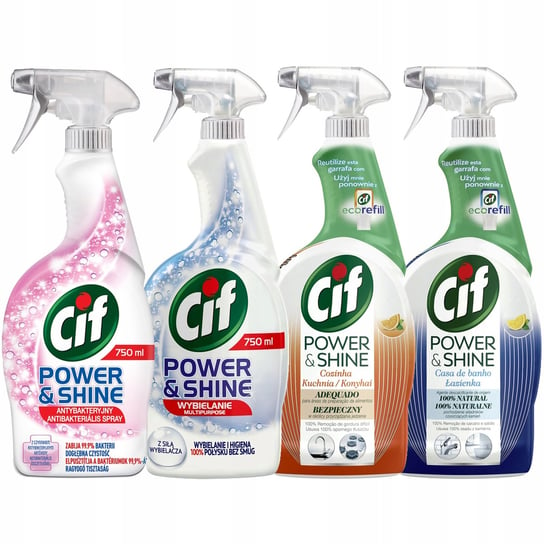Cif Power Shine Spray MIX do czyszczenia 4x750ml Unilever