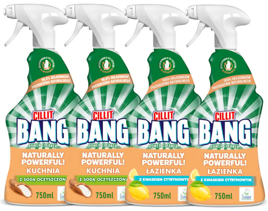 Cillit Bang Naturally Powerful - zestaw spray do kuchni i łazienki 4 x 750 ml Reckitt Benckiser