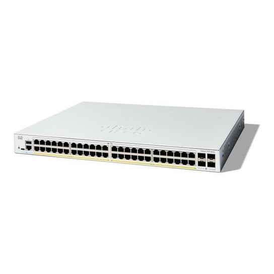 - Cisco - Cisco Catalyst 1300-48P-4G - Switch - C3 - Zarządzany - 48 x 10/100/1000 (PoE+) + 4 x Gigabit SFP - Możliwość montażu w stojaku - P Cisco