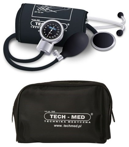 Ciśnieniomierz zegarowy TECH-MED TM-Z/S czarny z stetoskopem Tech-Med