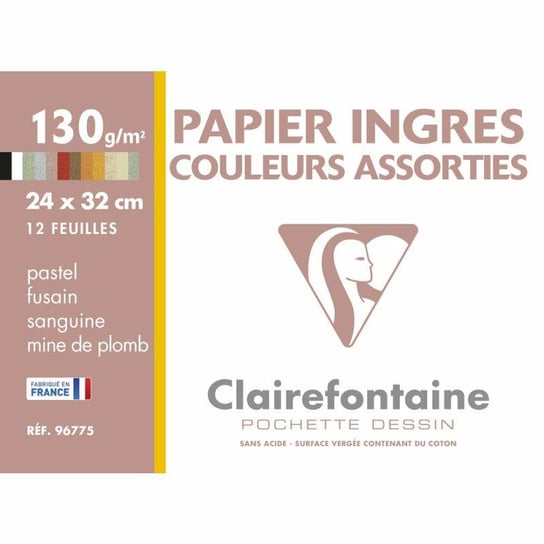 Clairefontaine Papier do Pasteli 130g.   A4 Teczka 12 ark. Clairfontaine
