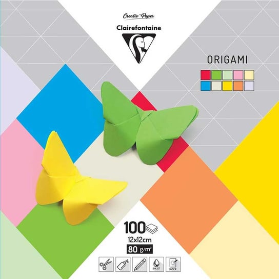 Clairefontaine, Papier  Origami 12X12 Mix 10 Kolorów 100 Arkuszy Clairefontaine