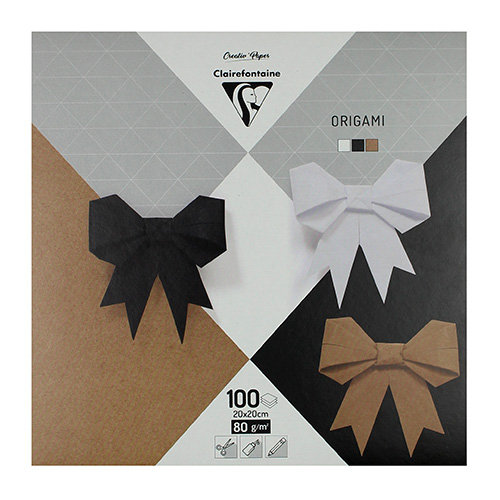 Clairefontaine, Papier  Origami 20X20 Cm Neutralne Mix 3 Kolorów 100 Arkuszy Clairefontaine