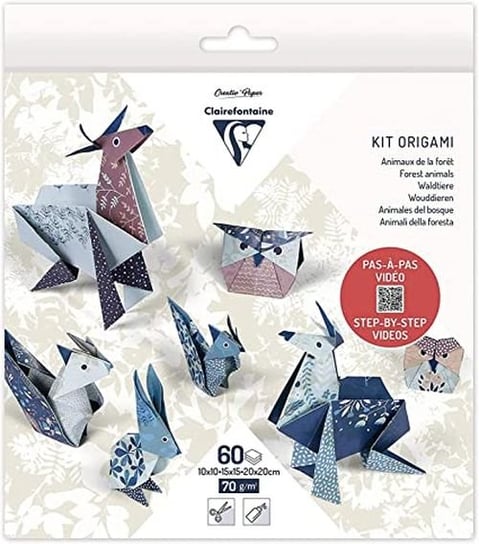 Clairefontaine, Papier  Origami Kit Animals 3 Formaty 60 Arkuszy Clairefontaine