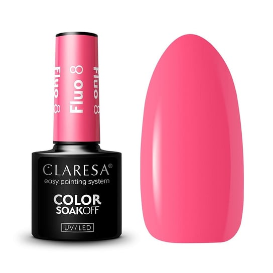 Claresa Fluo 8 różowy neonowy lakier hybrydowy 5g Claresa