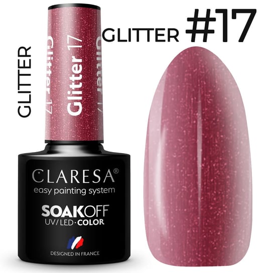Claresa glitter 17 kolorowy lakier hybrydowy 5g Claresa