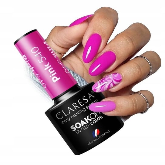 Claresa Pink 540 Lakier Hybrydowy Hybryda Mocny Róż 5 Ml Puderek