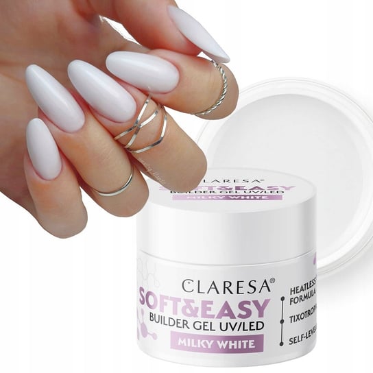 Claresa Soft & Easy Żel Budujący Do Paznokci Mleczny Milky White 45 G Puderek