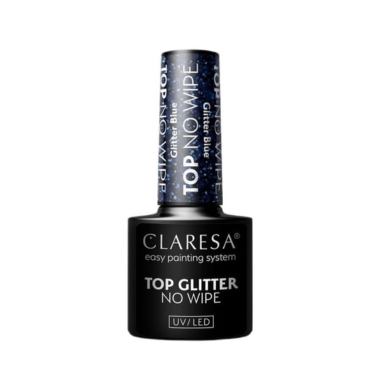 Claresa top no wipe 5g glitter blue galaktyczny blaskkolorowy lakier hybrydowy Claresa