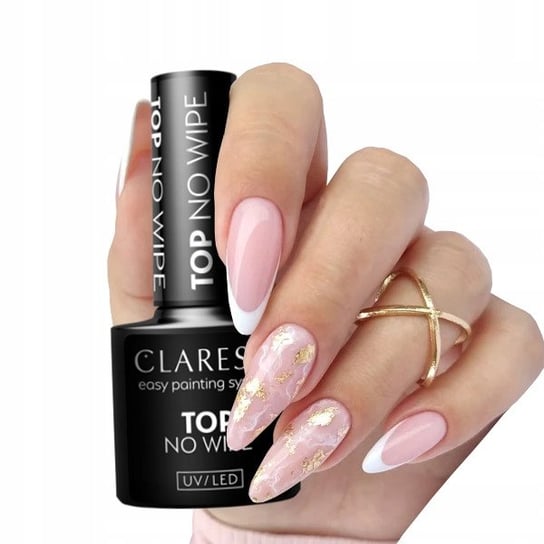 Claresa Top No Wipe Top Hybrydowy Bez Przemywania Manicure Hybrydy 5 Ml Puderek
