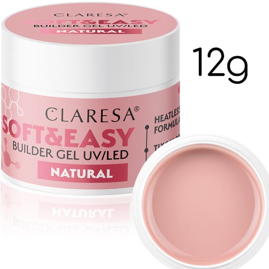 Claresa, Żel budujący soft&easy builder gel natural, 12 g Claresa